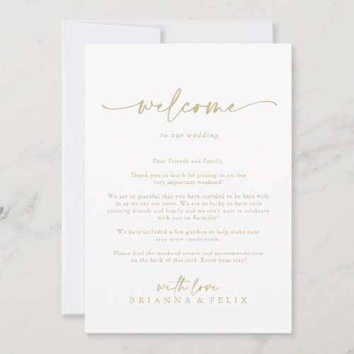 Modern Elegant Gold Wedding Welcome Letter