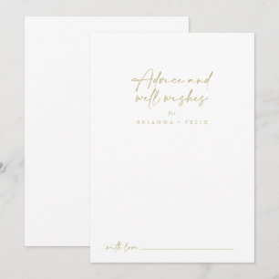 Modern Elegant Gold Wedding Well Wishes  Advice Card