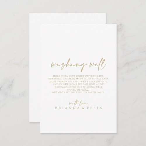 Modern Elegant Gold Wedding Wishing Well  Enclosure Card