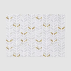 Modern Elegant Gold White Gray Painted Chevron Tissue Paper