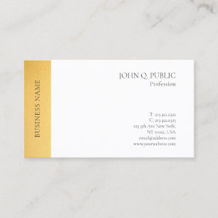 Modern Elegant Gold White Minimalist Template Business Card