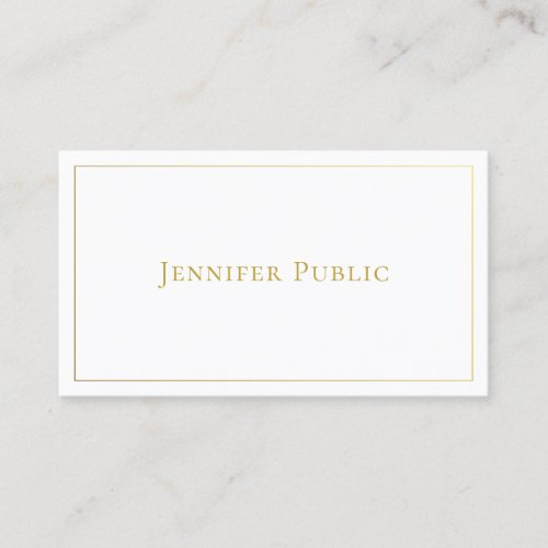 Modern Elegant Gold White Minimalist Template Business Card