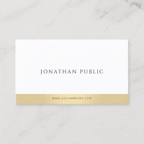 Modern Elegant Gold White Minimalist Template Business Card