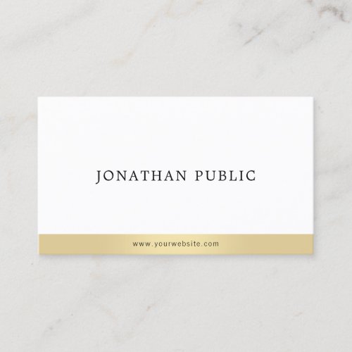 Modern Elegant Gold White Professional Simple Business Card