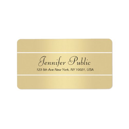 Modern Elegant Gold White Script Name Address Label