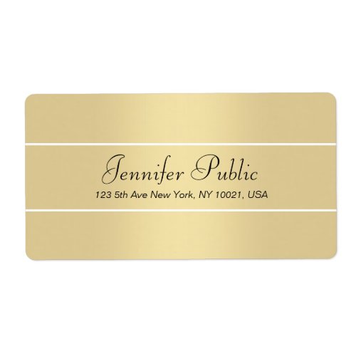 Modern Elegant Gold White Script Name Shipping Label