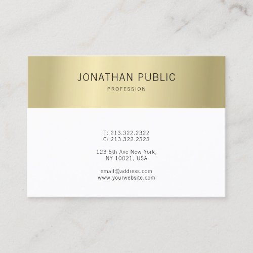 Modern Elegant Gold White Simple Professional Business Card