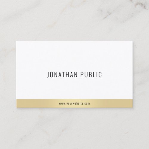 Modern Elegant Gold White Simple Professional Business Card