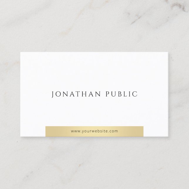 Modern Elegant Gold White Simple Professional Business Card (Front)
