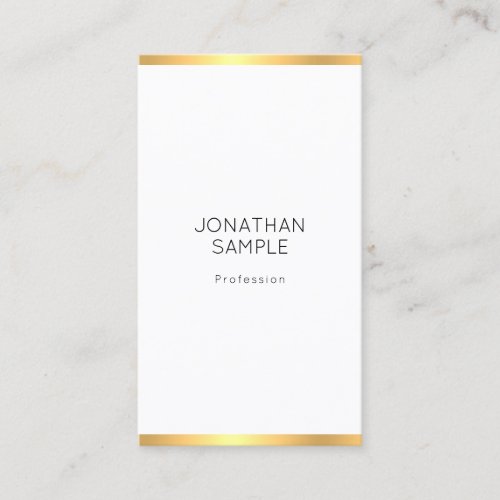 Modern Elegant Gold White Simple Professional Business Card