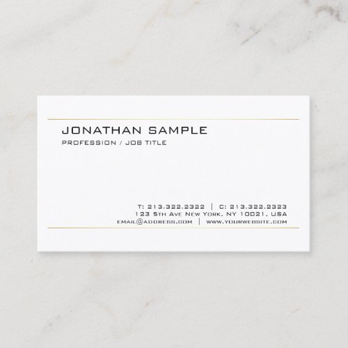 Modern Elegant Gold White Trendy Chic Simple Plain Business Card