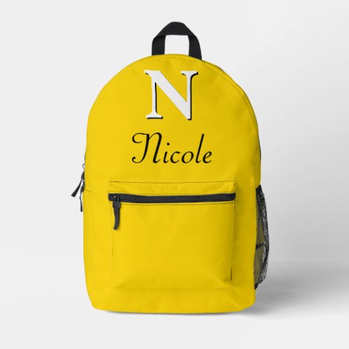 Modern Elegant Gold_Yellow Monogram Printed Backpack