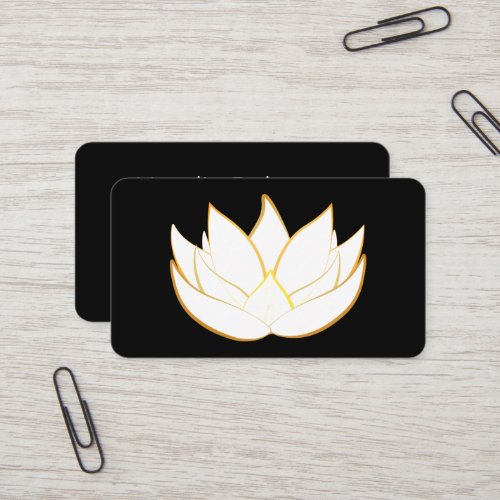 Modern Elegant Golden Black Lotus Business Card