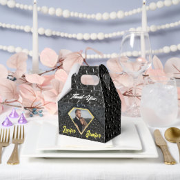 Modern Elegant Golden Diamond Custom Wedding Favor Boxes