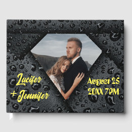 Modern Elegant Golden Diamond Custom Wedding Guest Book