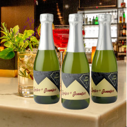 Modern Elegant Golden Diamond Custom Wedding Sparkling Wine Label