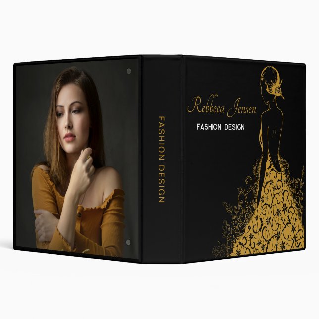 Modern Elegant golden Gown - Stylish Simple Design 3 Ring Binder (Background)