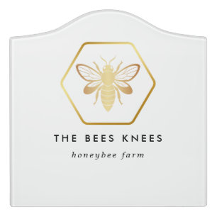 Modern & Elegant Golden Honey Beekeeper Door Sign