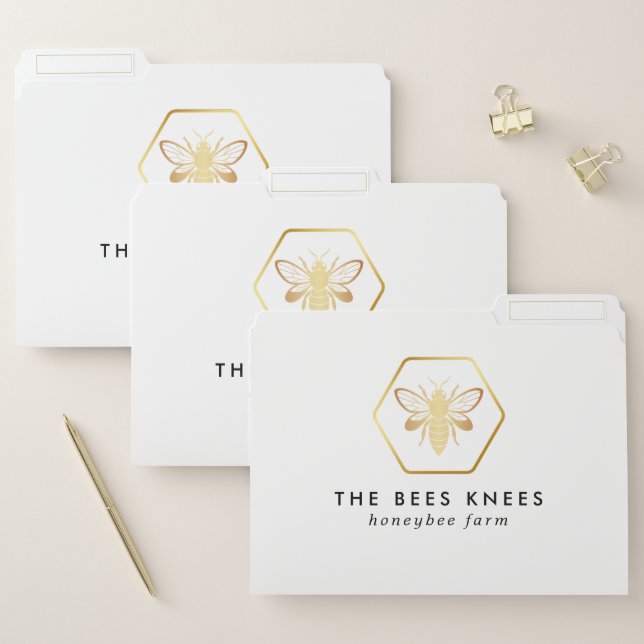 Modern & Elegant Golden Honey Beekeeper File Folder (Set)