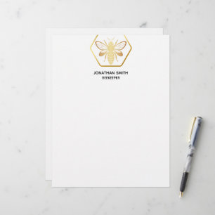 Modern & Elegant Golden Honey Beekeeper Letterhead