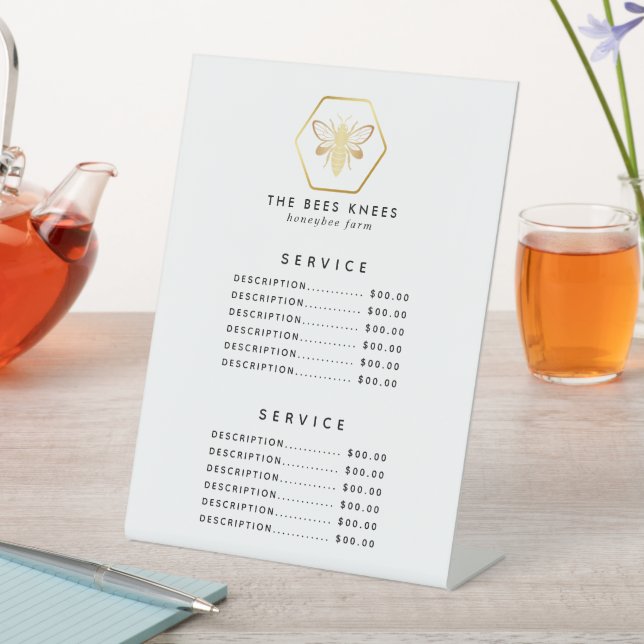 Modern & Elegant Golden Honey Beekeeper Pedestal Sign (In SItu)
