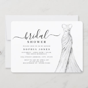Modern Elegant Gown Bridal Shower Invitation