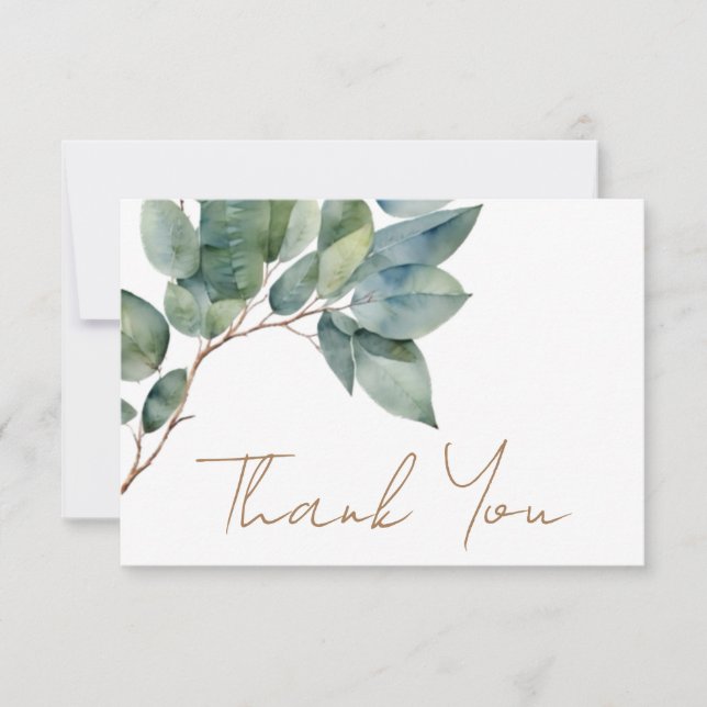 Modern elegant graceful green gold eucalyptus  card (Front)