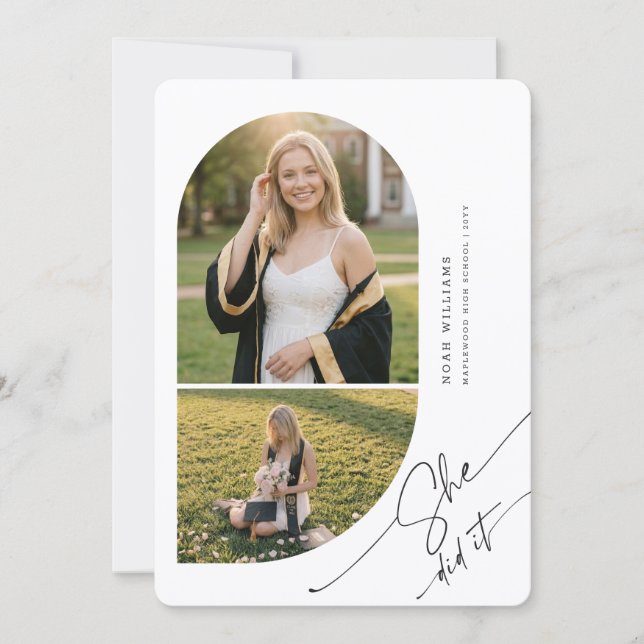 Modern Elegant Grad Arch Photo Collage Graduation Announcement (Front)