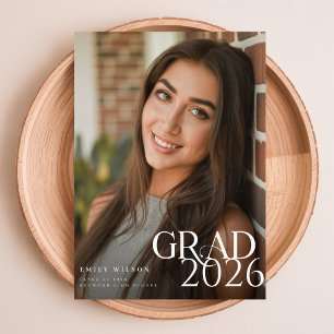 Modern Elegant Grad Photo Graduation Announcement Postcard