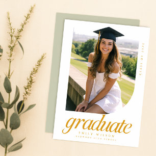 Modern Elegant Grad Photo Graduation Announcement Postcard