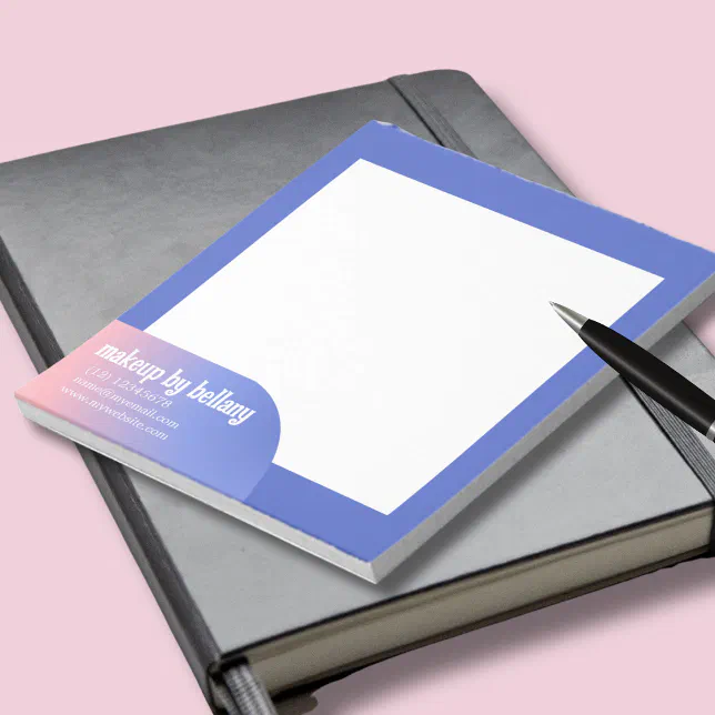 Makeup Theme Notepad Modern Elegant Gradient Blue Pink Makeup Artist Notepad | Zazzle