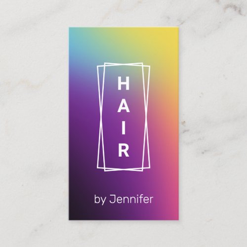 Modern elegant gradient colorful holographic hair business card