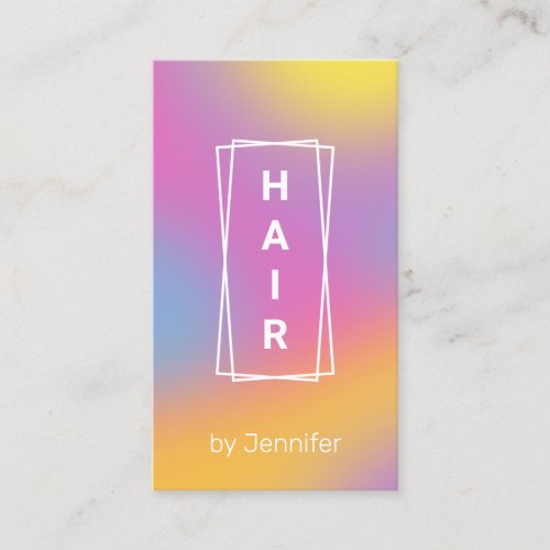 Modern elegant gradient colorful holographic hair business card