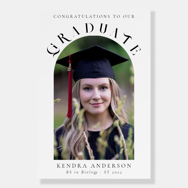 Modern Elegant Graduate Arch Photo Welcome 24x36 Foam Board (Front)