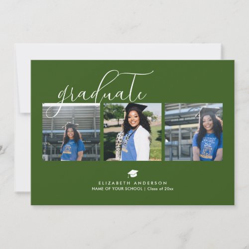 Modern Elegant Graduate Photo Collage Graduation Invitation