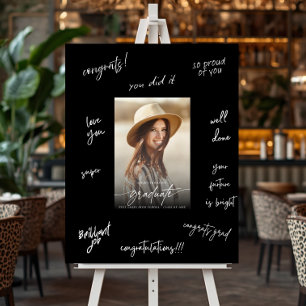 Modern Elegant Graduate Photo Signature Black Foam Board