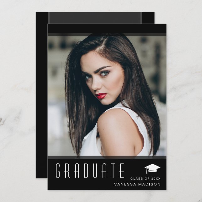 Modern Elegant Graduate Stylish Photo Announcement (Front/Back)