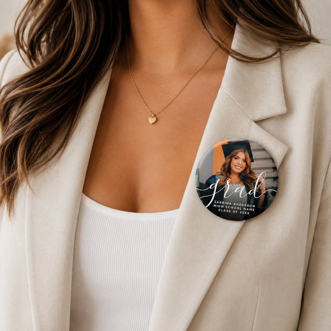 Modern Elegant Graduation Photo Script Typography Button (Creator Uploaded)