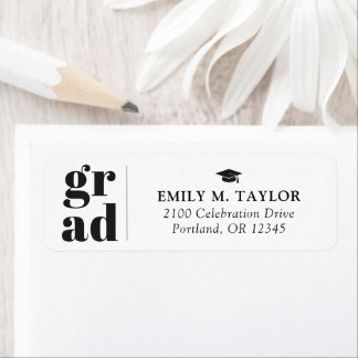 Modern Elegant Graduation Return Address Label