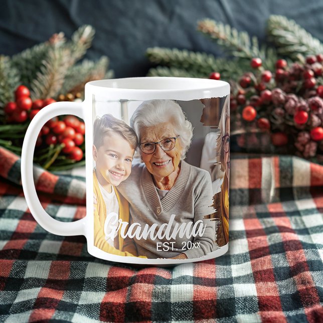 Modern elegant grandma personalized photo collage  coffee mug (Creator Uploaded)