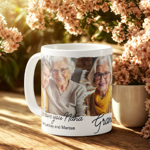 Modern elegant grandma personalized photo collage  coffee mug