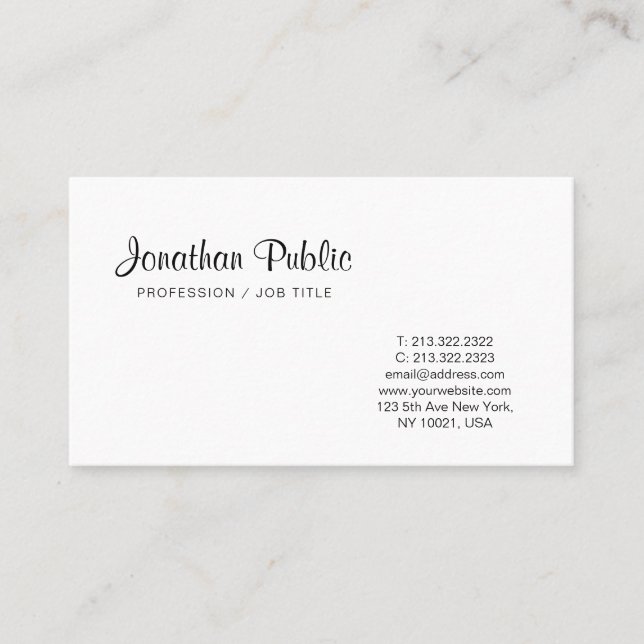 Modern Elegant Graphic Design Chic Minimalist Business Card (Front)