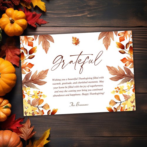 Modern Elegant Grateful Fall Thanksgiving Holiday Card