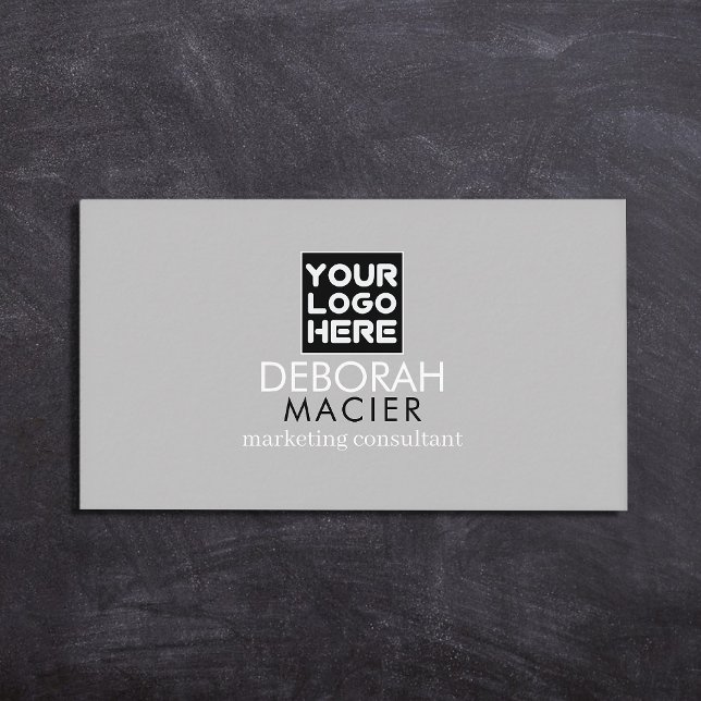Modern Elegant Gray Business Card with Logo Image (Creator Uploaded)