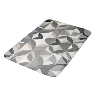Modern Elegant Gray Floral Bath Mat