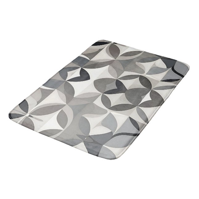 Modern Elegant Gray Floral  Bath Mat (Angled)