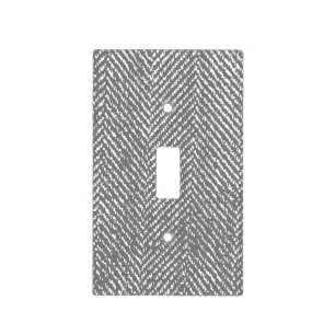 Modern Elegant Gray Herringbone Light Switch Cover