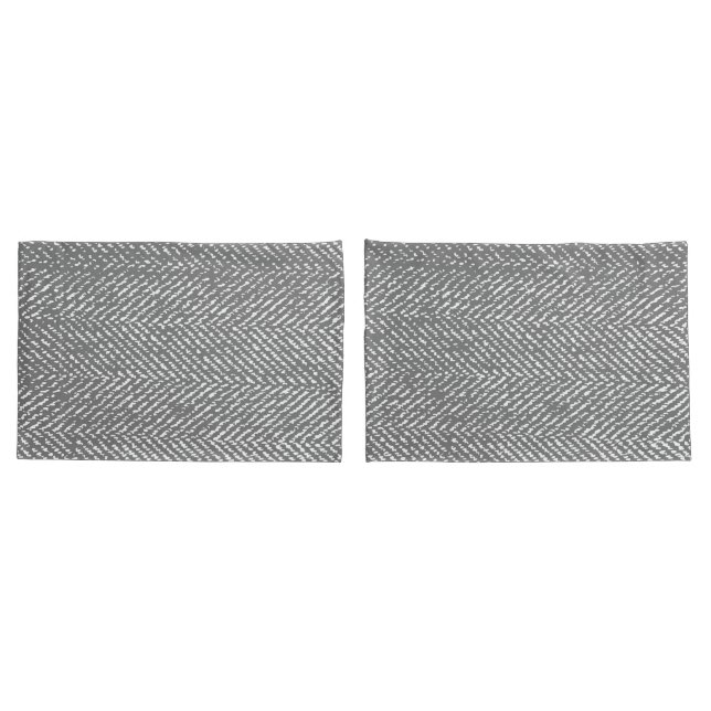 Modern Elegant Gray Herringbone Pillowcase (Back-Set)