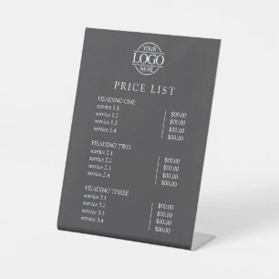 Modern Elegant Gray Logo Service Menu Price List Pedestal Sign