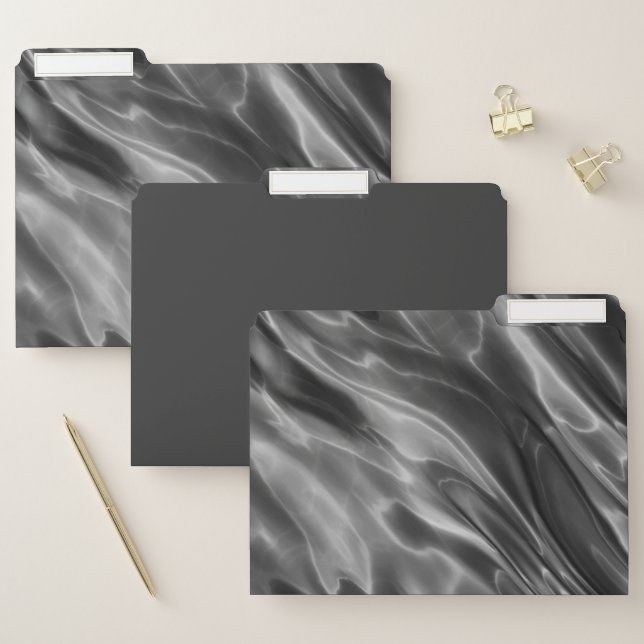 Modern Elegant Gray Satin Print File Folder (Set)